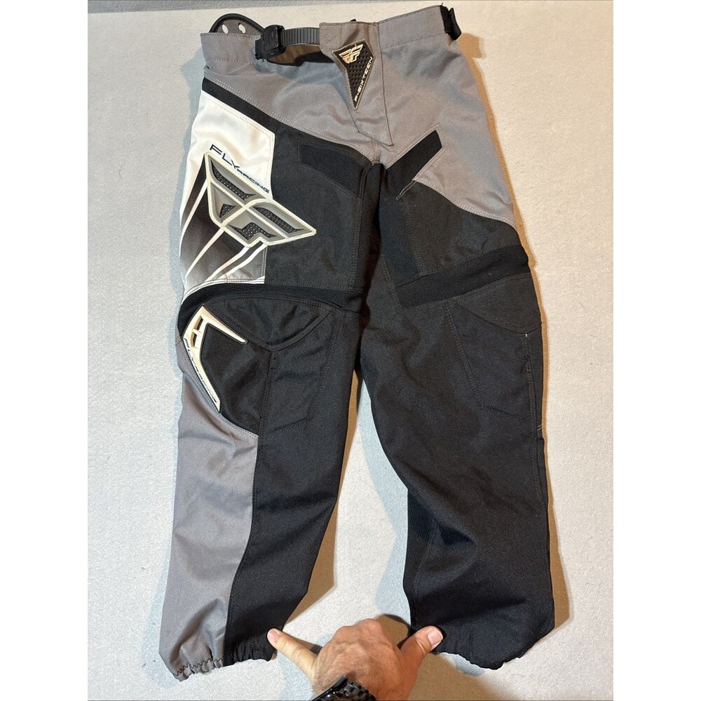 Fly Racing F-16 Motocross Pants Sz 26 Black, White & Gray BMX Trail Ride Padded